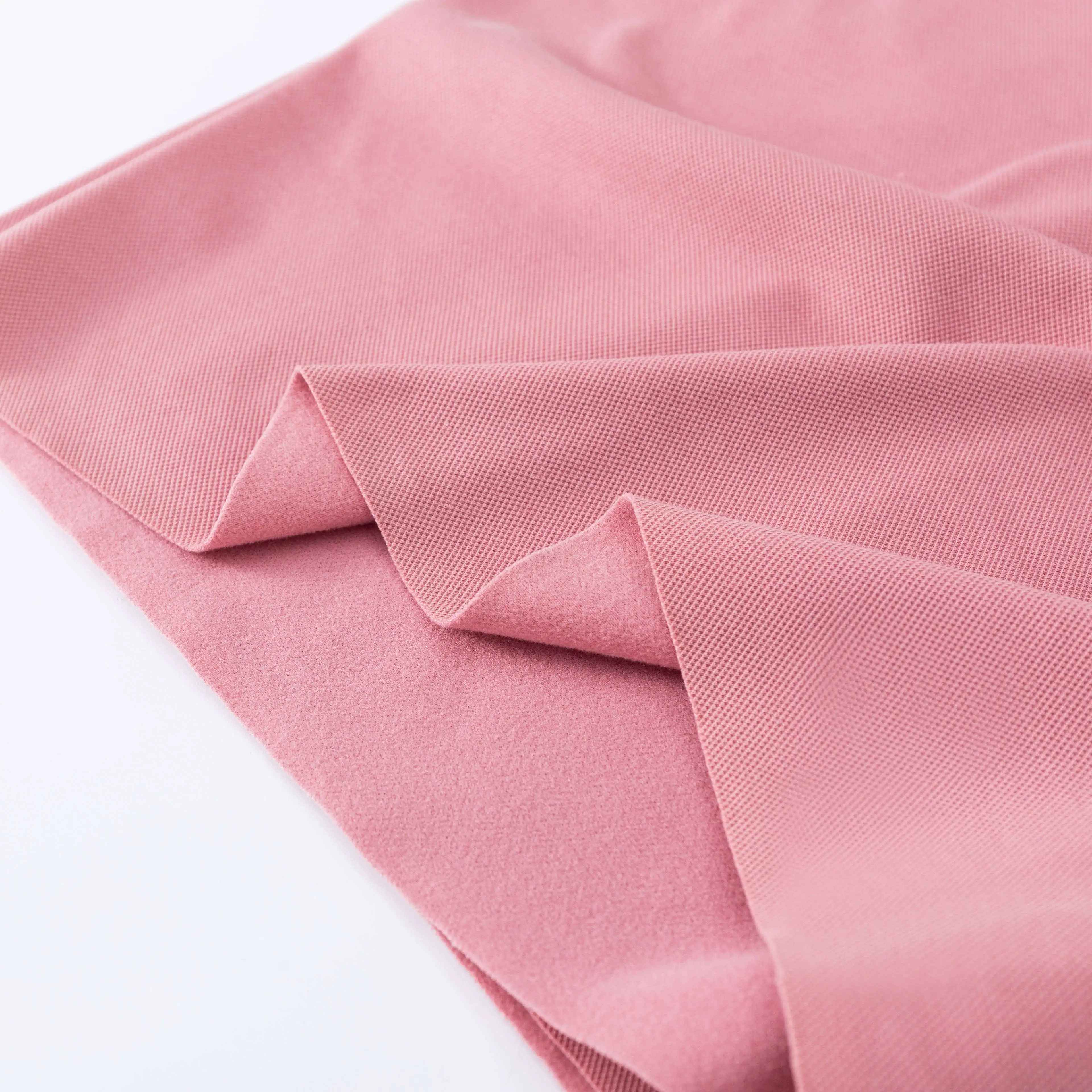 Wholesale Clothes 240gsm Material Fabric Mesh Back Brushed Knitted 65% cotton 35% polyester Garment Cotton Fabric