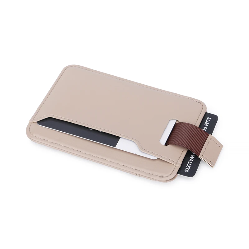 Leather Cardholder With Pull Tab ,Custom Cardholder Wallet in Cheap Price