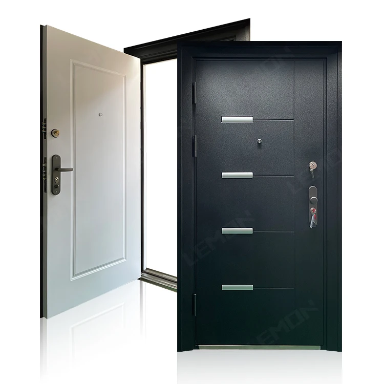 Cheap Customize White Security Steel Door Kenya Entry Exterior Main Entrance Metal Doors Steel Armored Front Door with Window