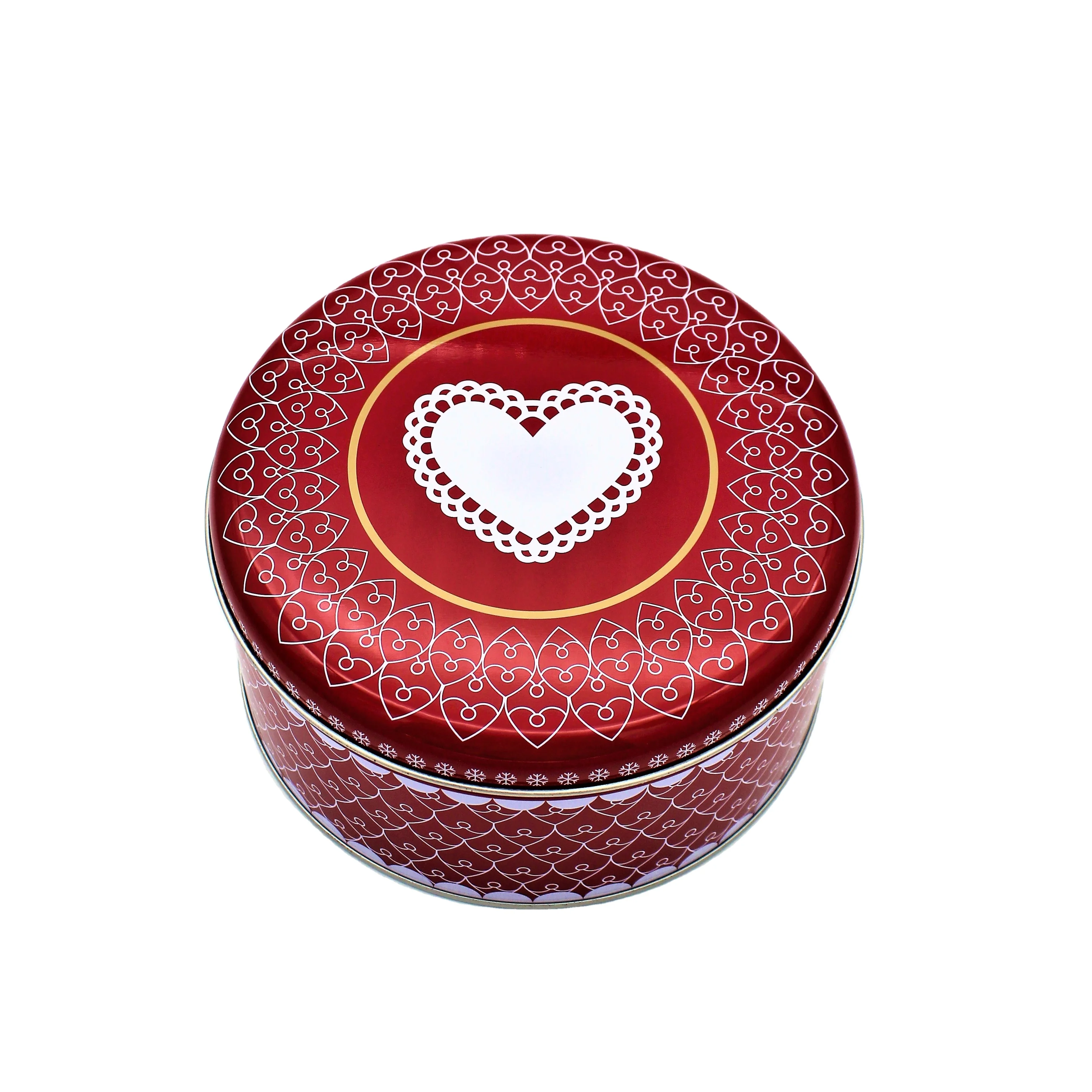Beautiful Appearance Round Tea Gift Box Christmas Tin Cans For Cake Cookies