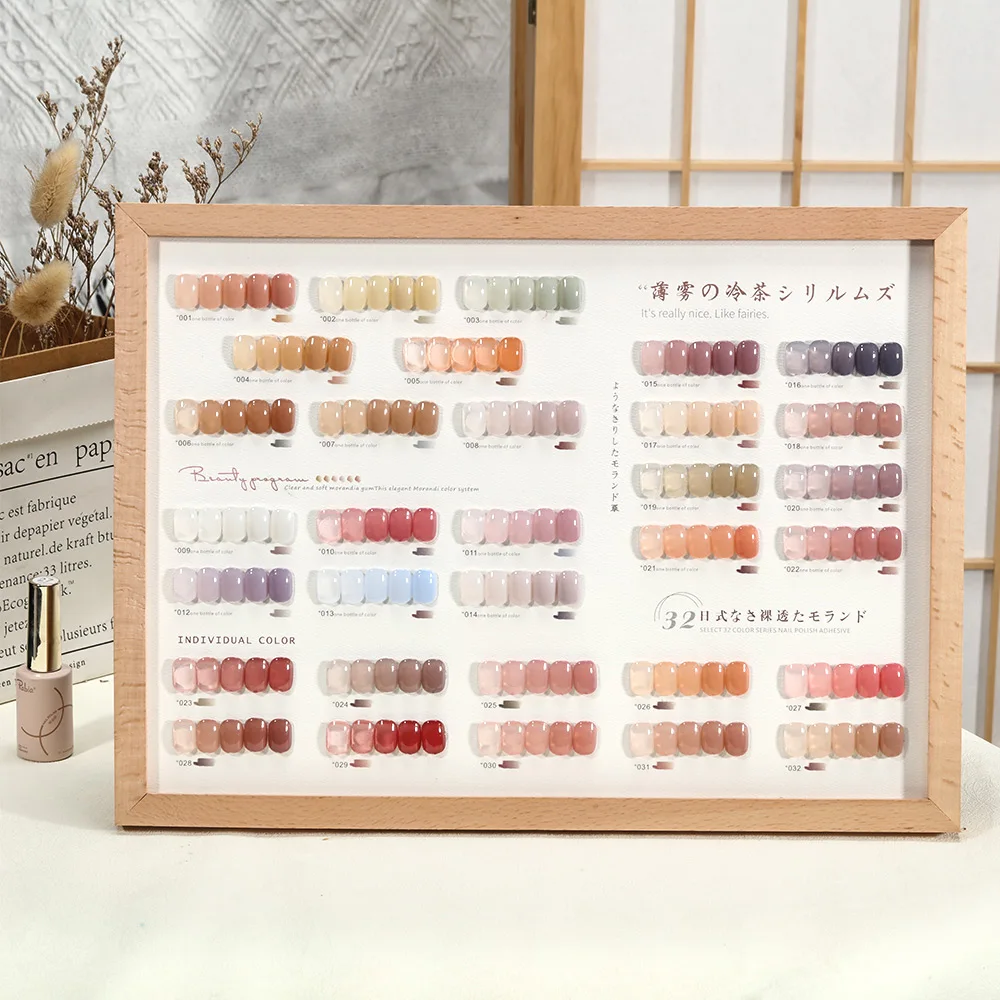 ZRKGEL OEM Private label 32 colors solid Nail Gel Polish High pigmented Crystal Semi-Transparent Icy Jelly UV Gel Polish Set