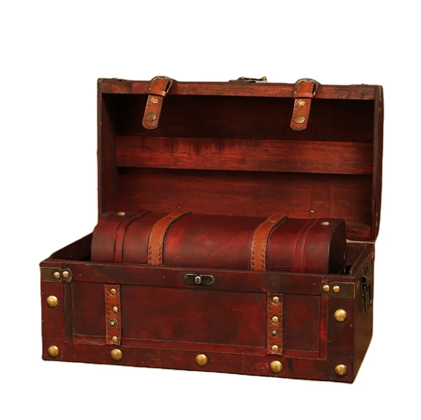 Vintage Brown Leather chest with Leather Straps