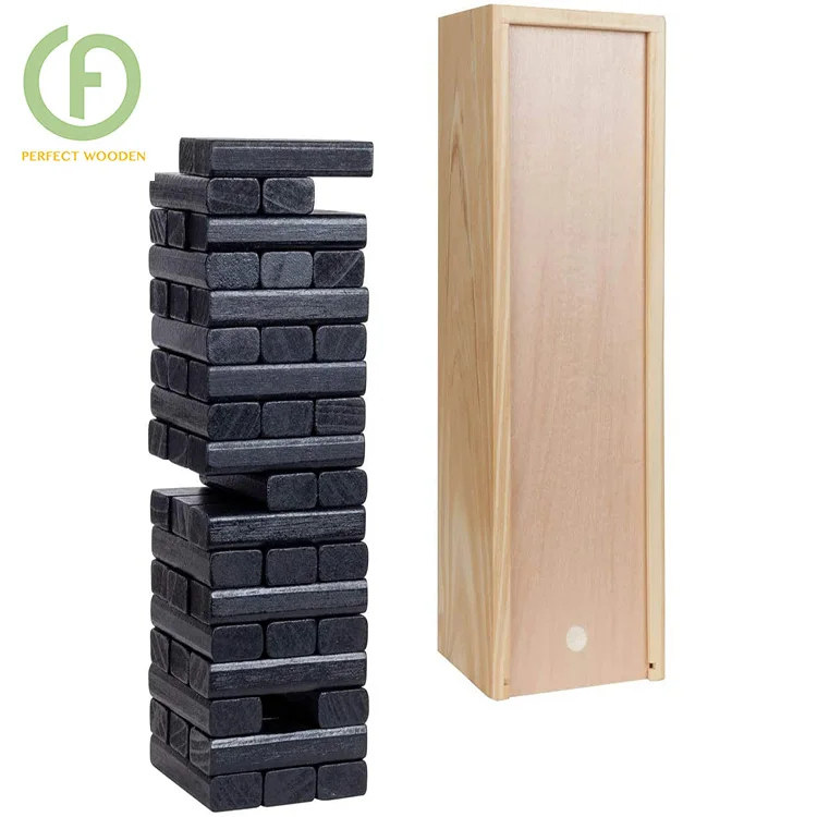 PERFECT'S GAME  Blocks Tumbling Tower for outdoor classic game With Brown Wood Stain (1600062644958)