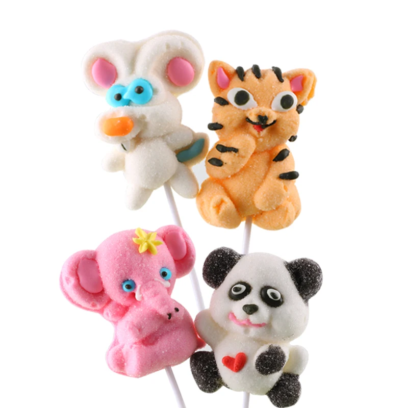 35g 15g 30g Animal shapes tiger panda rabbit bunny elephant mouse shaped Marshmallow Cartoon lollipop sweets candy