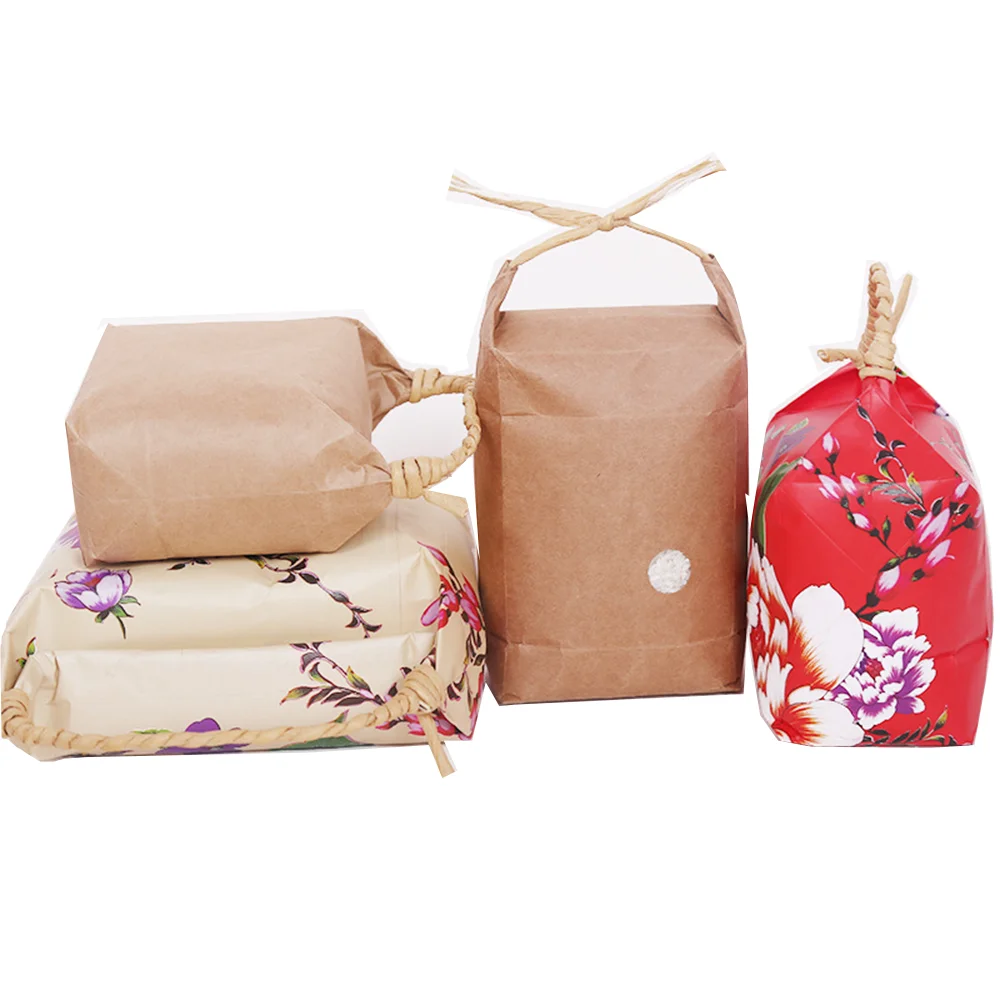 Custom Water Proof Kraft Paper Bags With Handle For Rice For Grain For Seed For Soil Creative Gift Bag