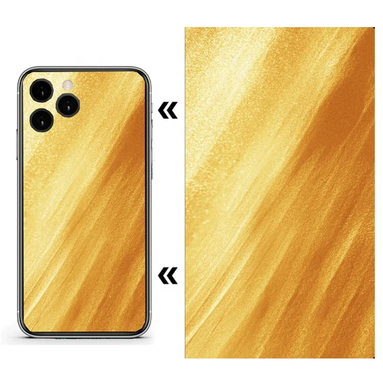 Customizable 3D texture golden mobile skin wrap For Mobile Phone Back Skin Cutting machine