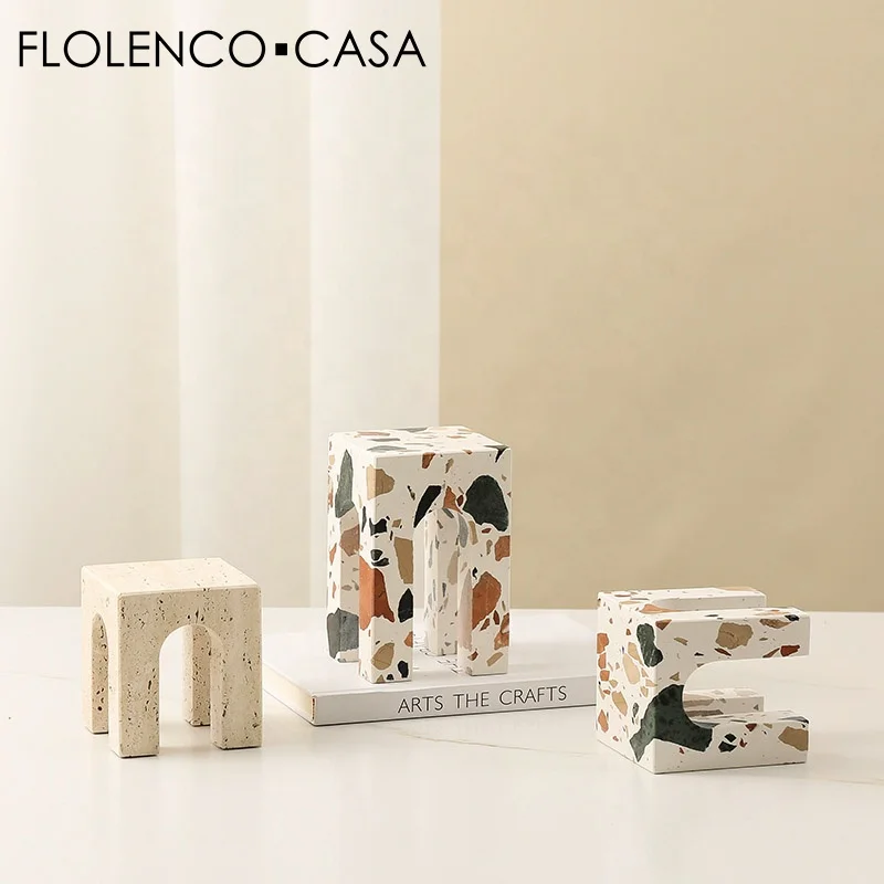 Home Decor Color Terrazzo Table Ornament Interior Modern Table Living Room Desktop Marble Decoration