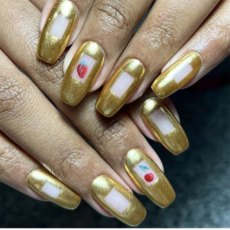 Senboma Golden Star Powder Artificial Nails False 3D For Nail Salon