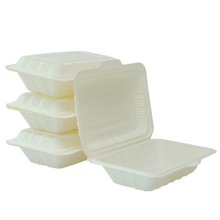 1000ml Eco Friendly Lunch Box Cornstarch Food Container Disposable Biodegradable Cornstarch Clamshell for Food Packaging