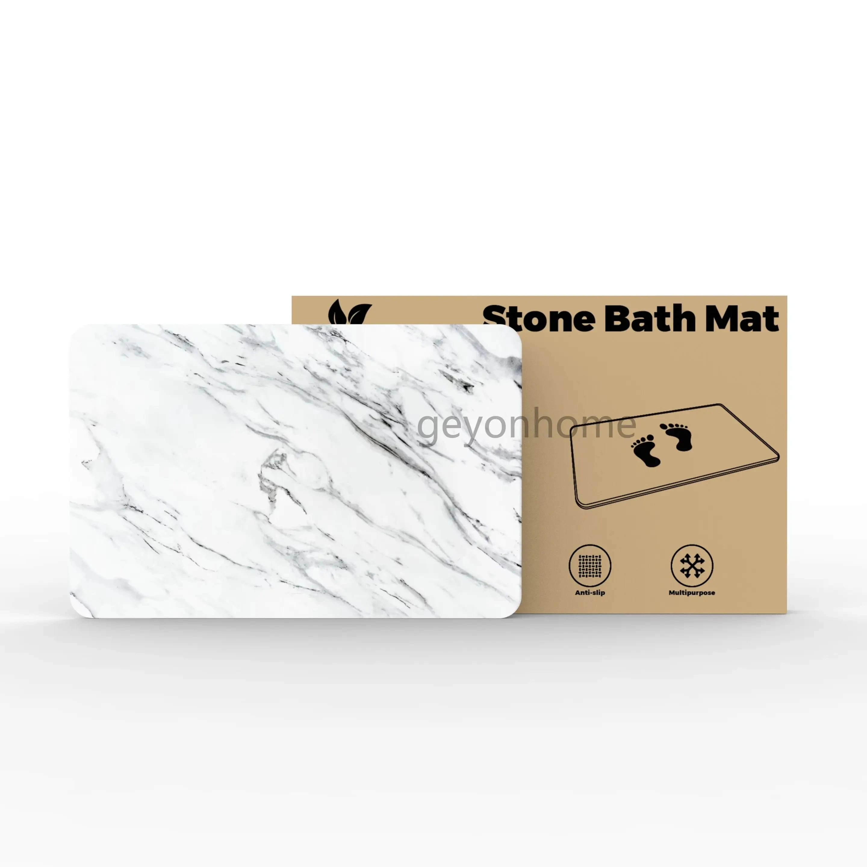 Luxury Printed Design Stone Bath Mat Non-Slip Surface Instantly Removes Water Diatomaceous Earth Bath Mat