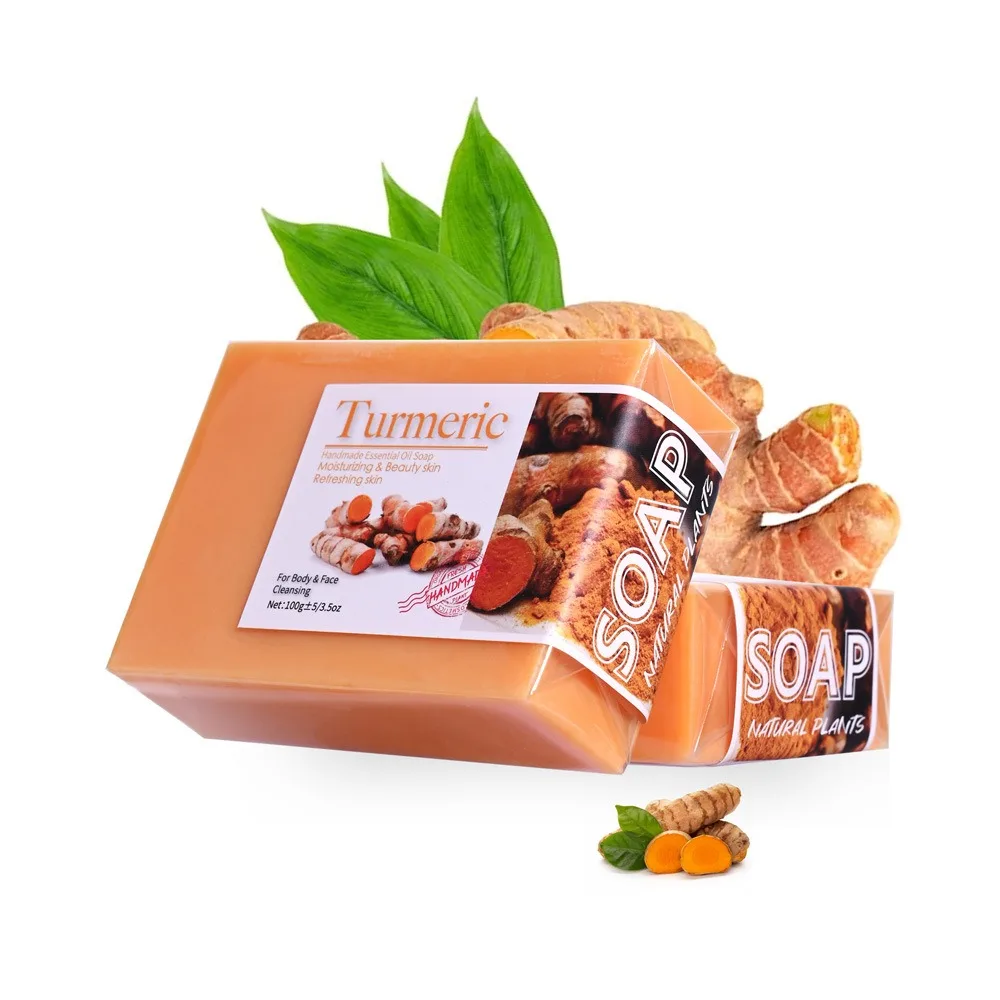 Customized 100g handmade essential oil soap ginger turmeric bamboo charcoal honey tea tree kojic acid  soap skin lightening soap