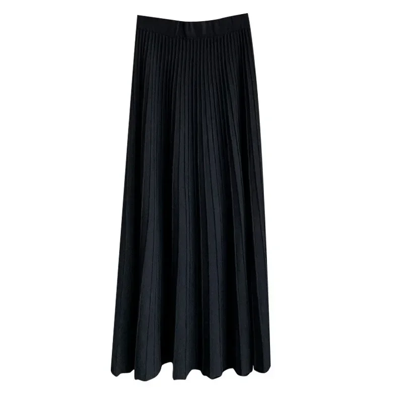 Knitted Long Maxi Skirt Women 2023 Fall Winter Casual Solid Thick Warm A Line High Waist Ankle Length Skirt Female Ladies