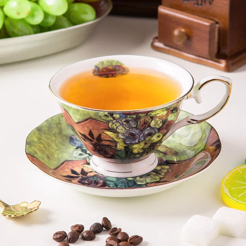 Wholesale Ceramic European Van Gogh Fine Bone China TeaCup Sets