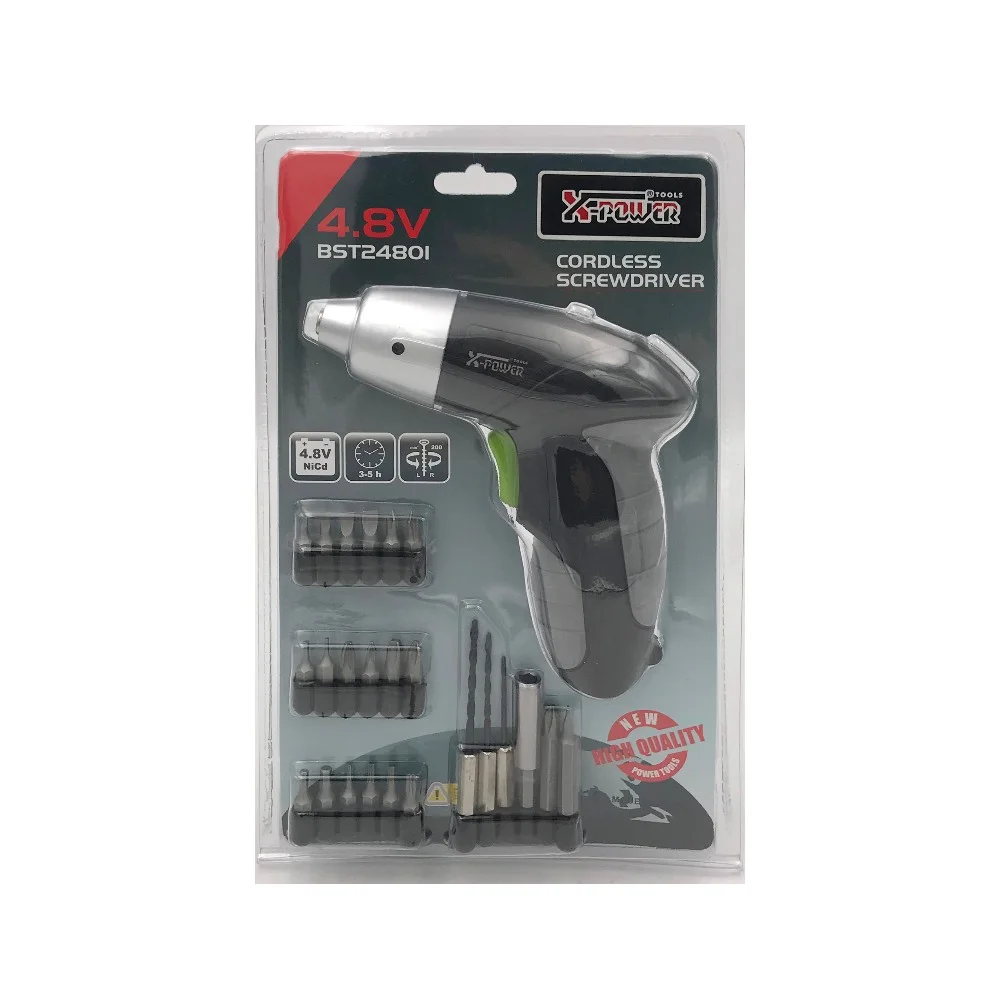 KCS50B-S24B 4.8V Ni-Cd battery Cordless Screwdriver 24pcs chargeable mini power tool set DIY high quality manufacture