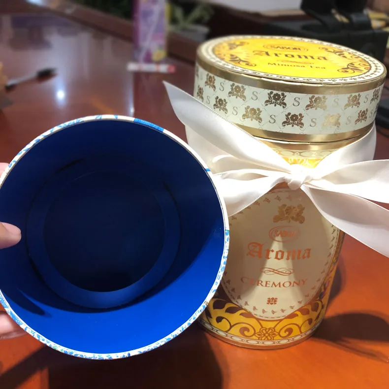 Custom Biodegradable Cylinder Food Paper Cardboard Tube Packaging Premium Paper Round Box With Ribbon