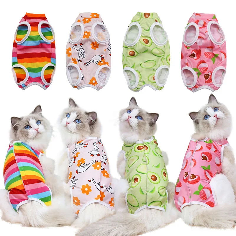 Cute Print Dog Pajamas Overalls Swan/Rainbow/Lichi/Avocado Pattern 4Legs Sleeveless Vest Jumpsuit Pyjamas For Small Dogs Chiwawa
