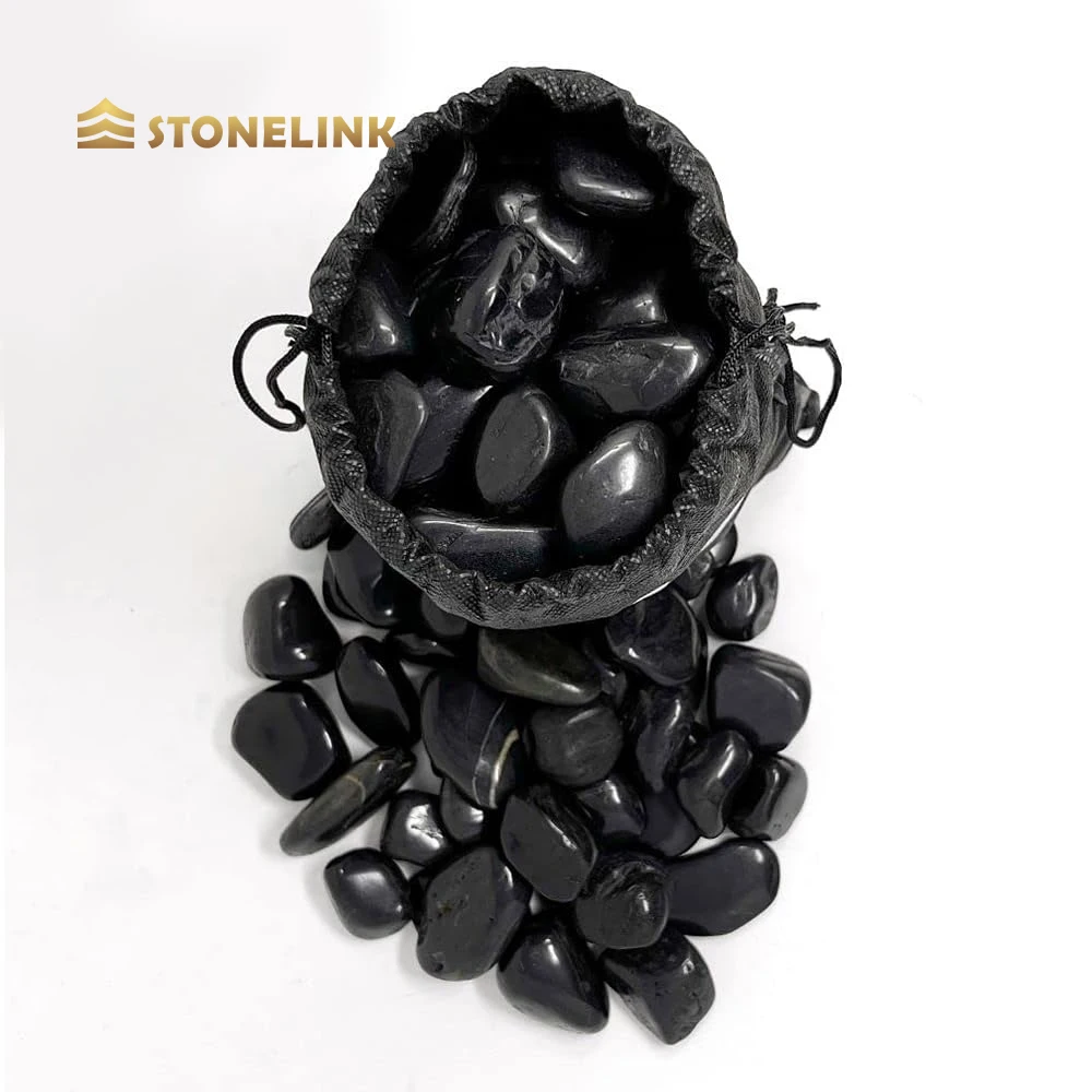Wholesale natural polished cobble stone black landscape pebbles stone