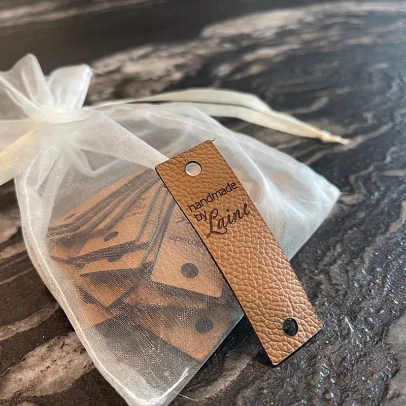 Leather Labels Personalized With Rivets Handmade Tags For Crochet Knitting Sew On Brand Logo Garment Label Diy Accessories
