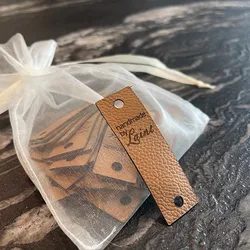 Leather Labels Personalized With Rivets Handmade Tags For Crochet Knitting Sew On Brand Logo Garment Label Diy Accessories