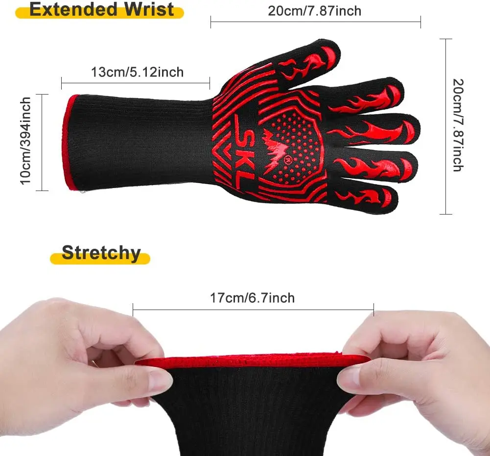 
Silicone Kitchen Oven Mitt fireproof Heat Resistant Grill Cooking Baking oven BBQ Gloves 