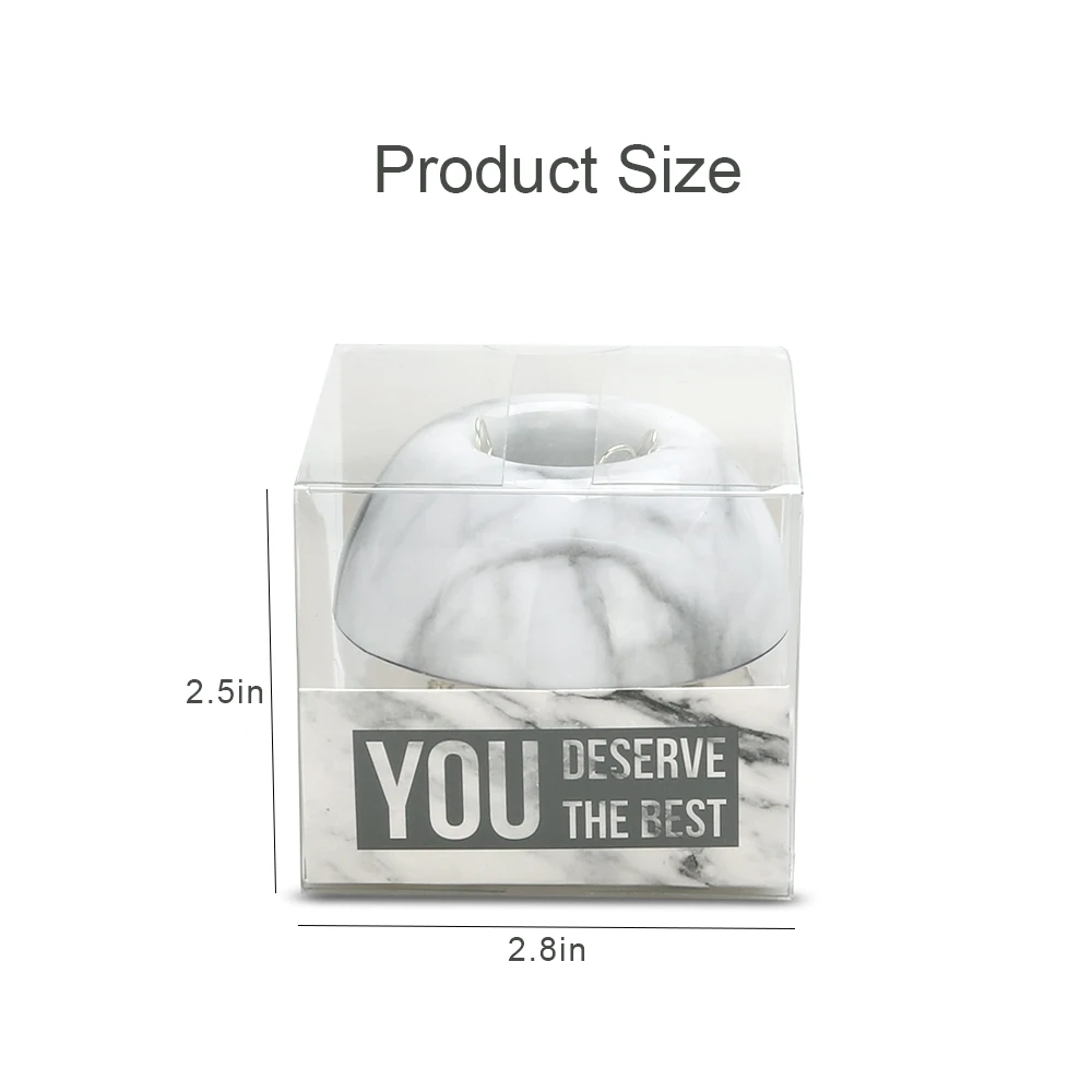 Gold Paper Clips in Elegant Magnetic Marble White Clip Holder, 28mm, 100 Clips per Box