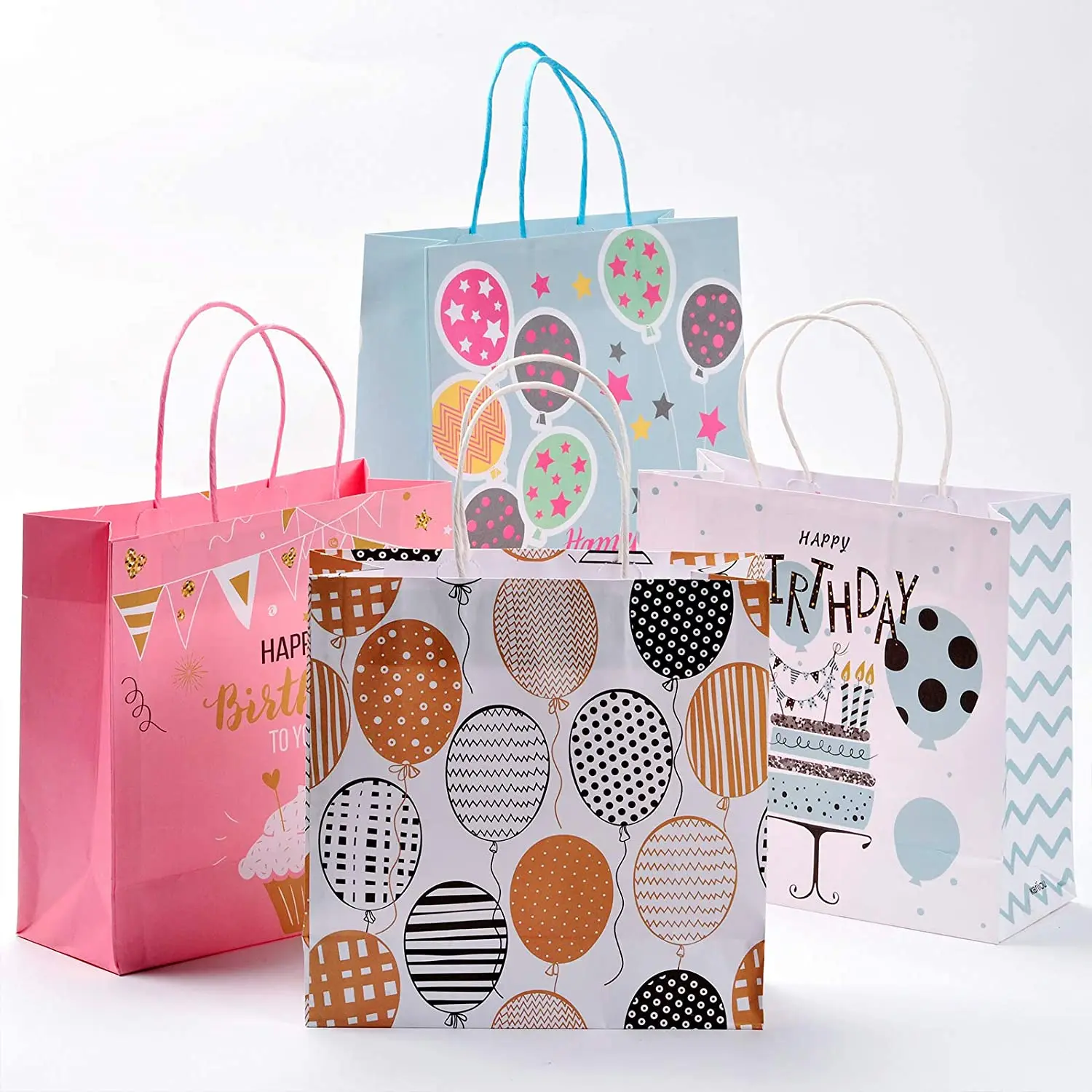 Wholesale Custom Logo Printed Luxury Kraft Happy Birthday Gift Paper Bag