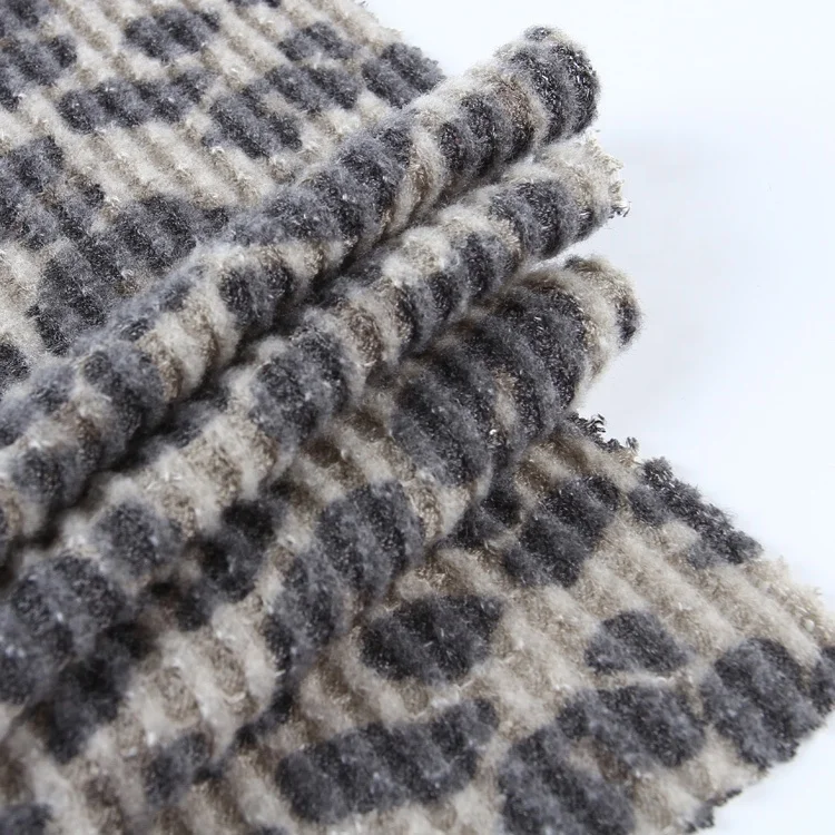 10 years experience supplier wholesale soft touch leopard print hacci brushed rib knit fabric