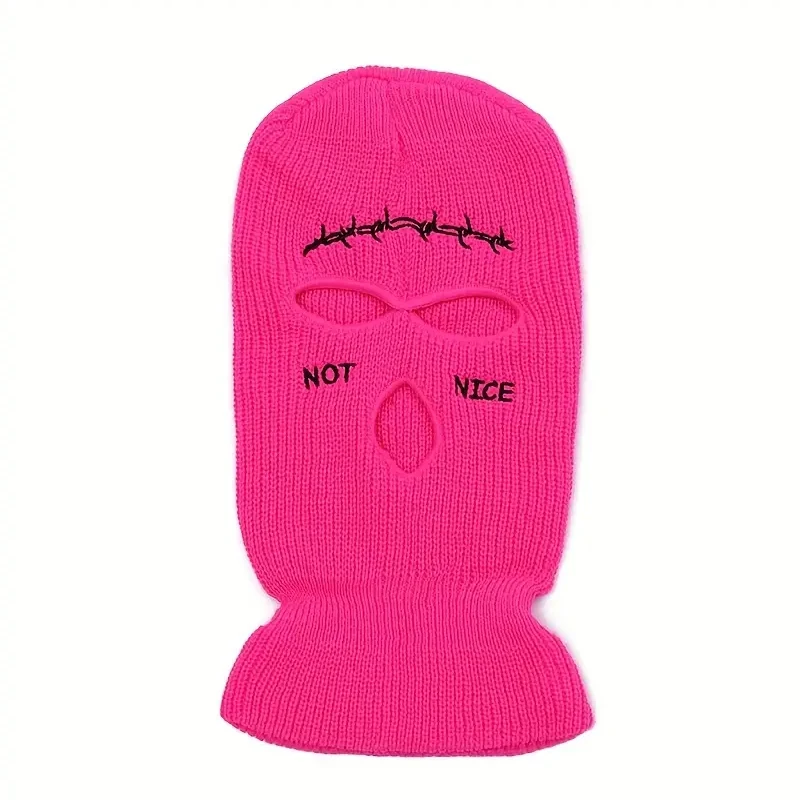 Wholesale Ski Mask Knitted Beanie Face Cover Nylon Winter Balaclava Custom 3 Hole Ski Full Face Mask Outdoor Bandit Mask Hat