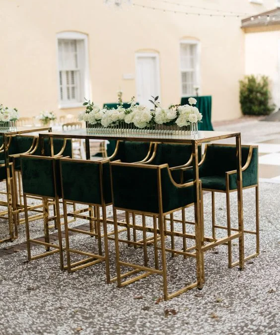 Hot Selling Wedding Party Cocktail Table Luxury Rectangle Bar Table Gold Stainless Steel Tall Table For Rental Event Hotel