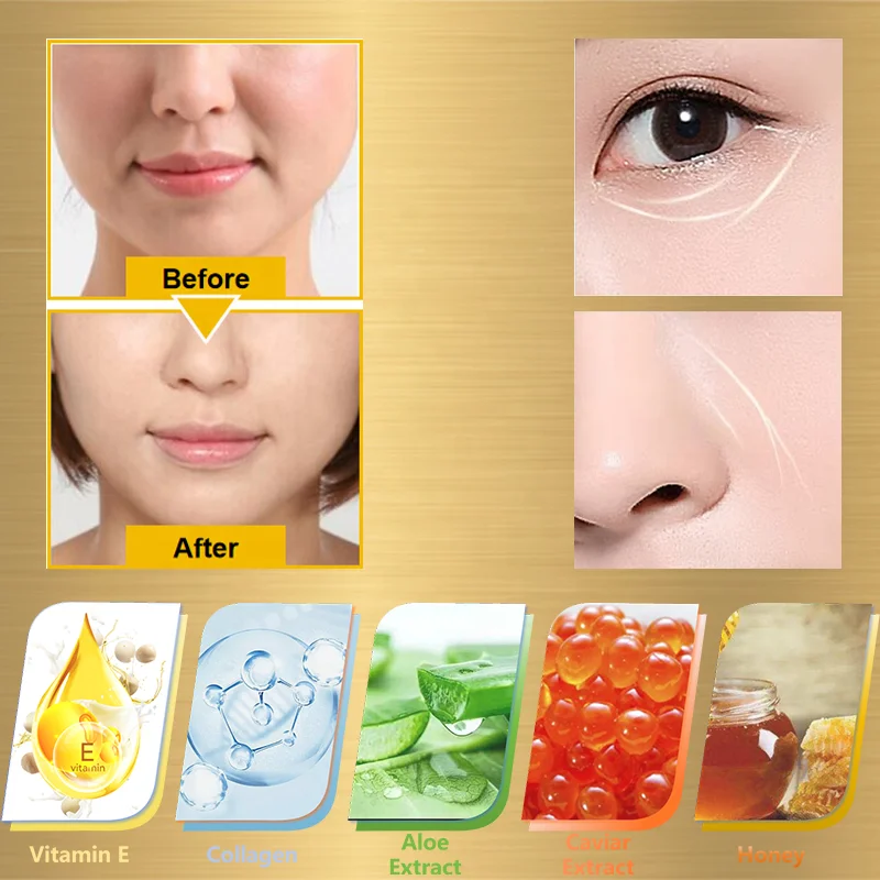 Non-Silicone Whitening Beauty Skin Peel Off Mask Vitamin E Anti-Wrinkle Smooth Smile Wrinkle Lines Facial Patches