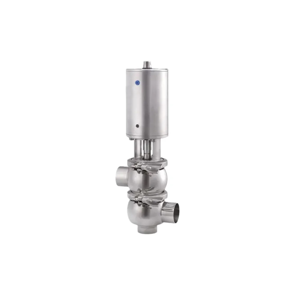 Hygienic Stainless Steel Manual Control Shut-off Double Divert Seat Valve Regulating Valve F Type