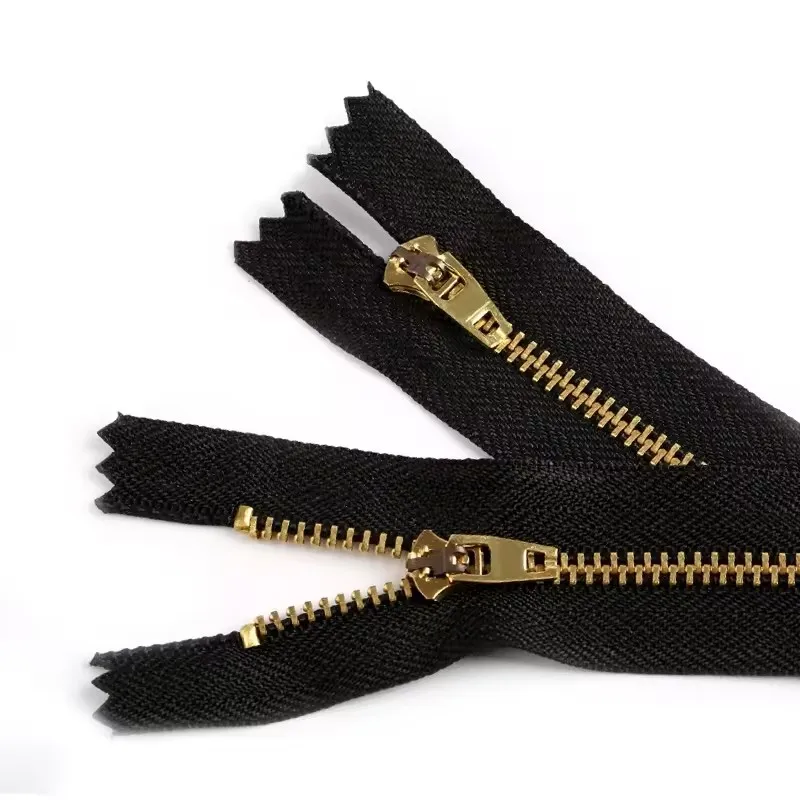 4.5YG Jeans golden teeth metal zip3# black zipper tape denim zipper with YG zipper pull