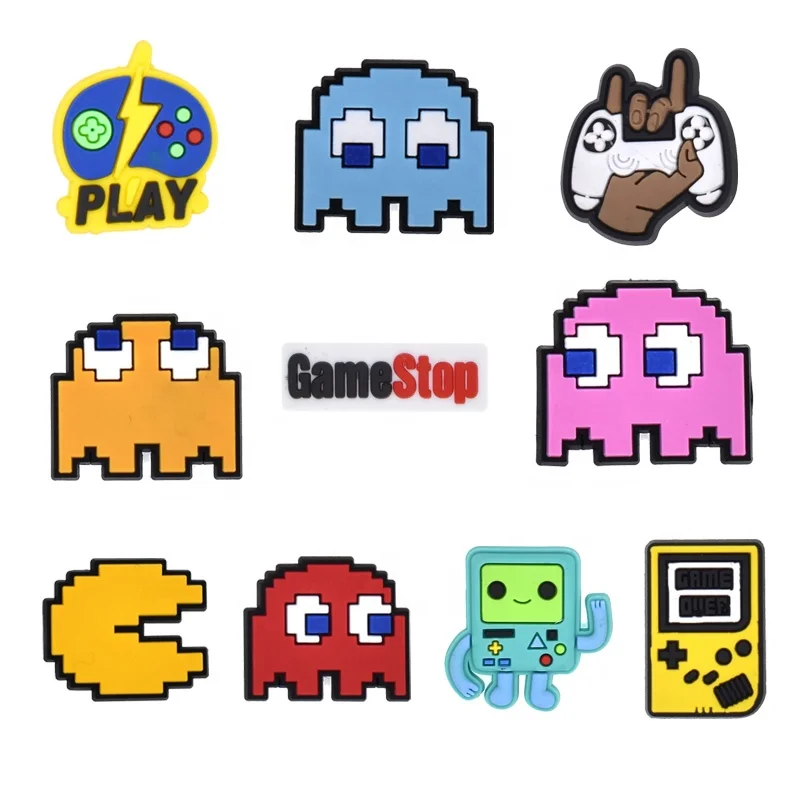 Soft PVC Shoe Accessories Clog Decoration Charms Shoe Charms Pac Men 90s Video Games Pad Shoe Charms