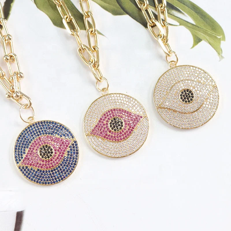 New Fashion Lucky Charm Zircon Turkish Vintage Devil Eye Pendant Necklace Jewelry