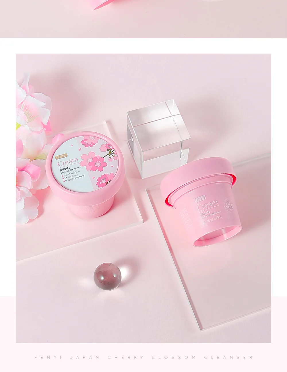 FENYI Skin Care Moisturizing Fade Fine Lines Brightening Japan Sakura Day Night Facial Cream 40g