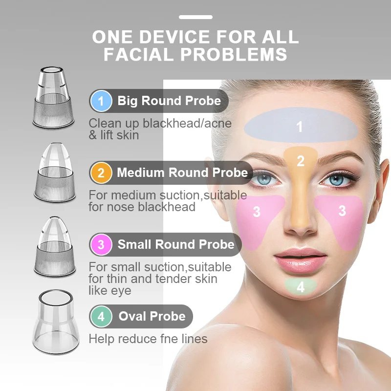 Electric Vibration Vacuum Suction Blackhead Remover Machine Hot and Cold Compress Whitehead Pimple Extractor Face Pore Cleaner