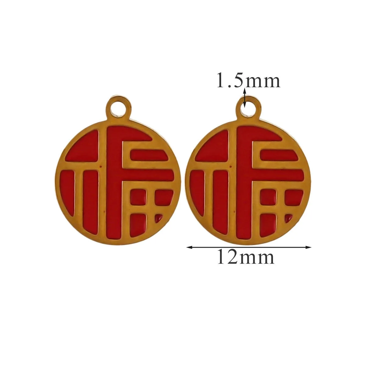 Китайский традиционный дизайн красный цвет эмаль очарование золотой нержавеющей стали кулон для праздничных свадебных ювелирных изделий ремесло