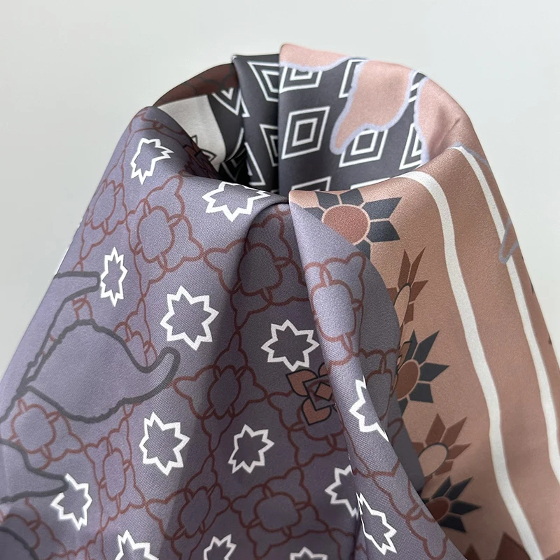 Custom Low Moq Silky Satin Chiffon Abstract Pattern Fabric medium Weight 84gsm Wedding Material , hair scrunchy, turban fabric