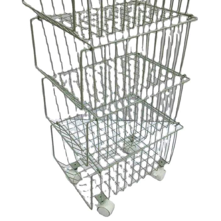 Прямоугольная Штабелируемая металлическая проволока для хранения с колесами, бытовая корзина от производителя для функционального использования