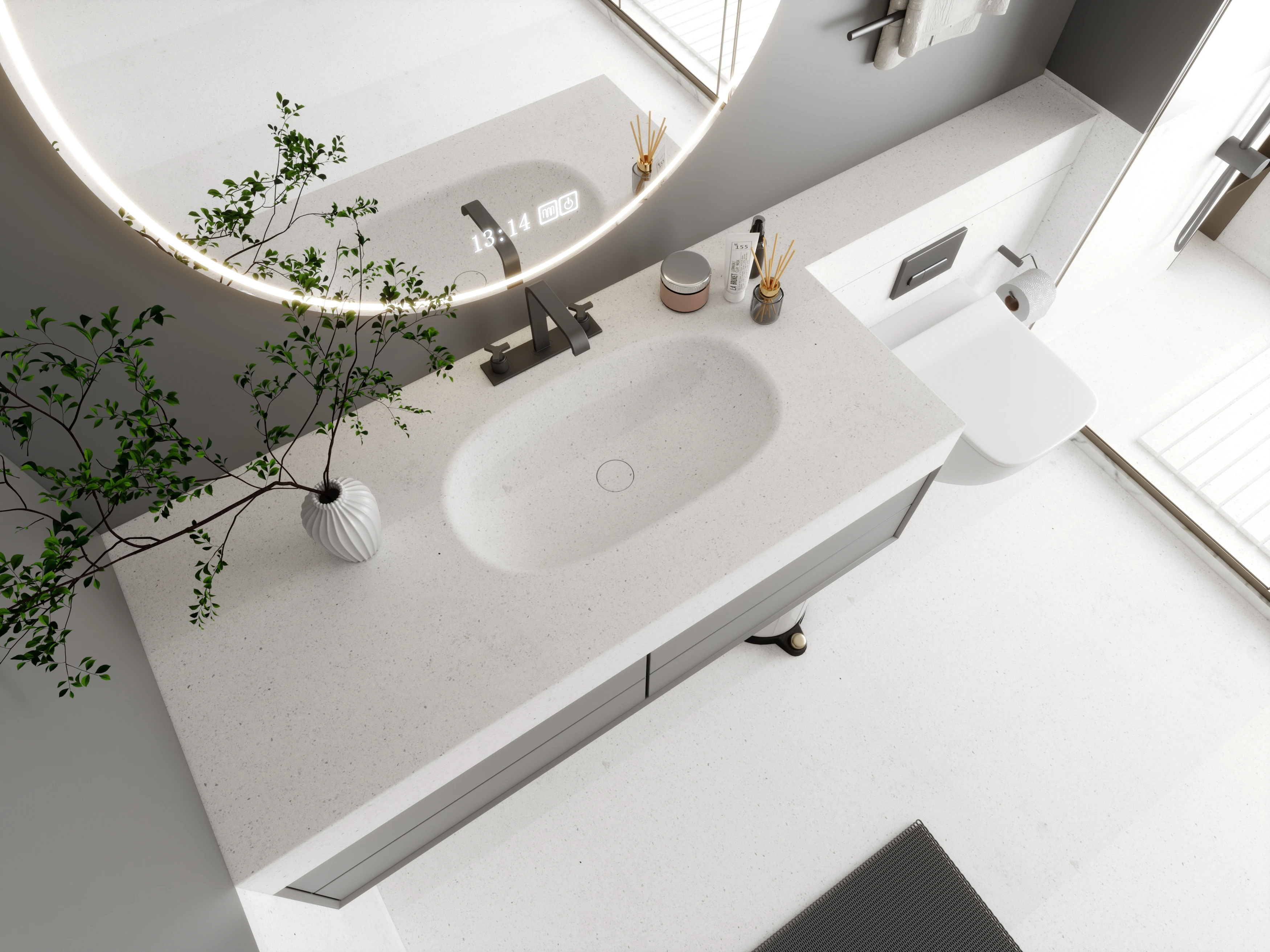 MD1553 Modern Square Marble Basin Sink Customizable Rectangular Concrete Stone Resin Washbasins for Bathroom and Kitchen Use