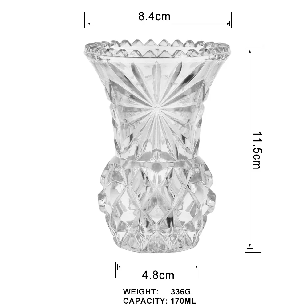 Luxury High End 3D Relief Tabletop Home Decor Flower Vases Plant Pot Transparent Crystal Glass Vase For Living Room