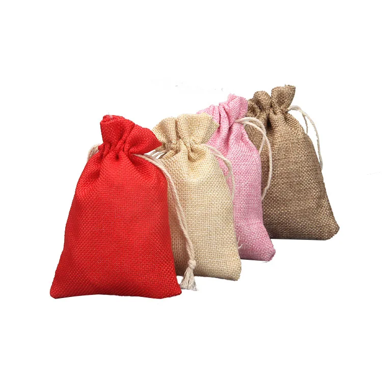 Manufacturer Natural Plain small pouch Burlap customized Jute Bag With Drawstring