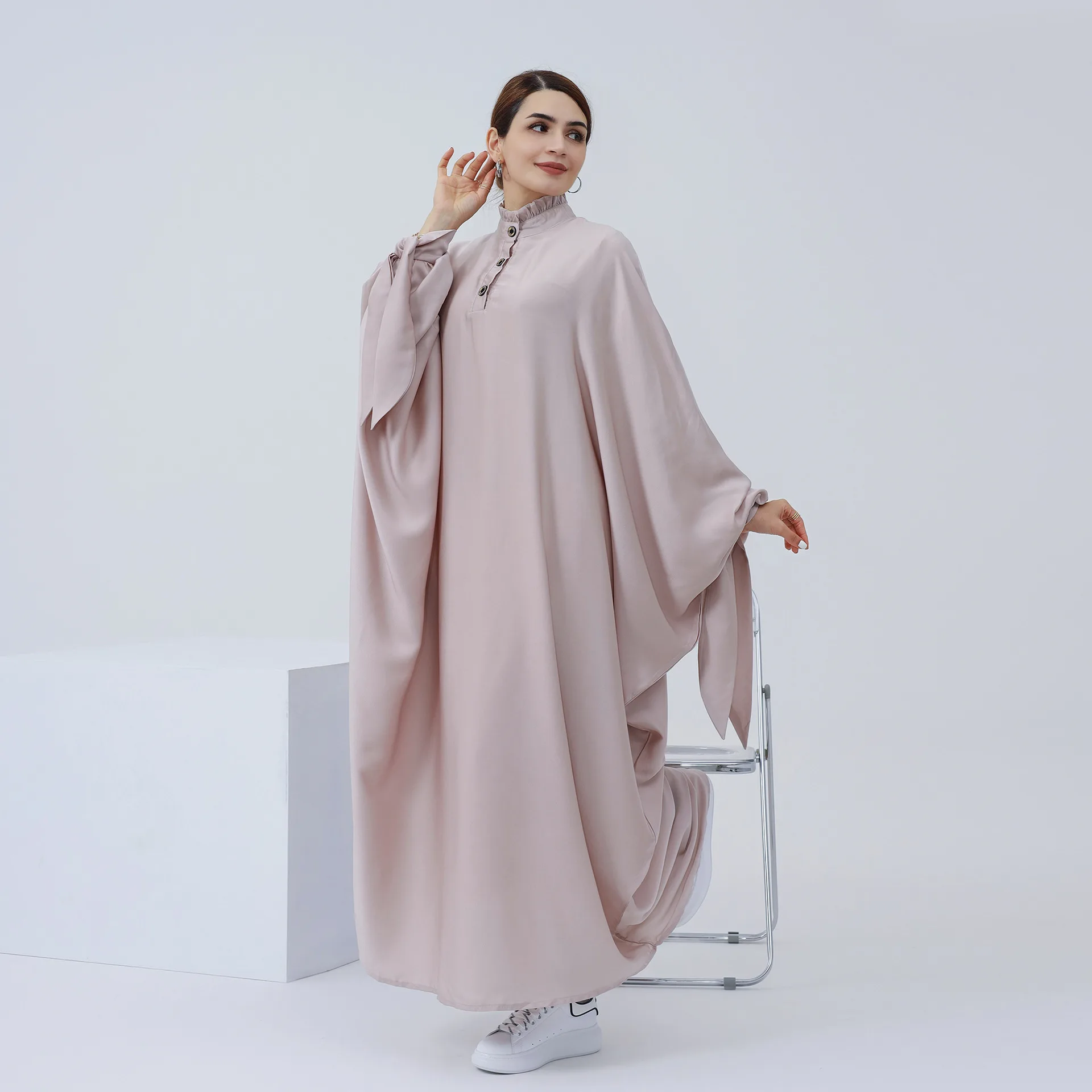 High quality ramadan solid color Islamic clothing dubai women muslim dress