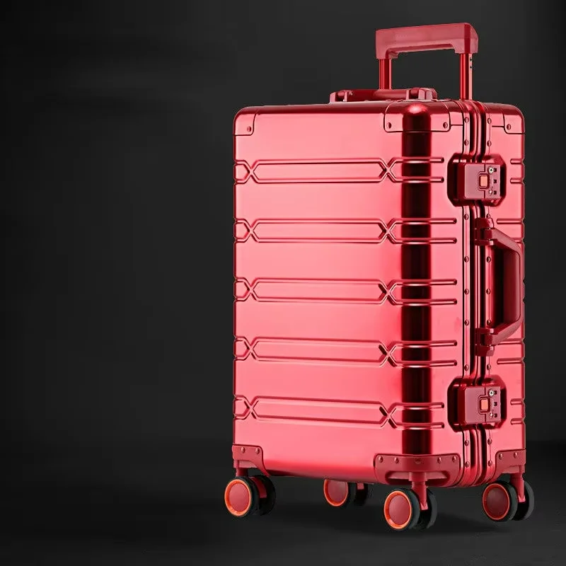 High grade Fashion rose gold aluminum alloy portable business boarding luggage large capacity luxury  travel suitcases
