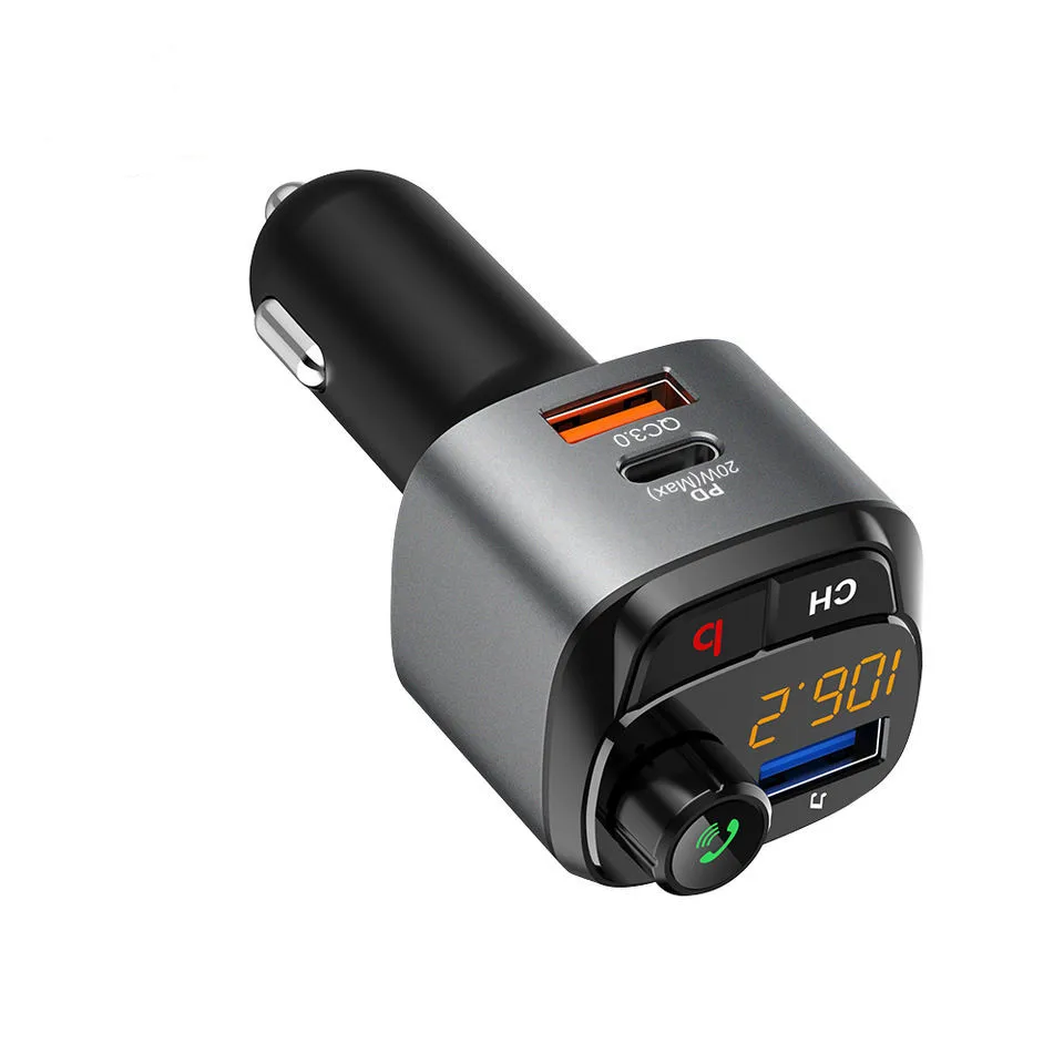 Car Dual USB Ports QC3.0 PD20W Type C Car Charger BT5.0 Bluetooth-MP3 Player FM Transmitter