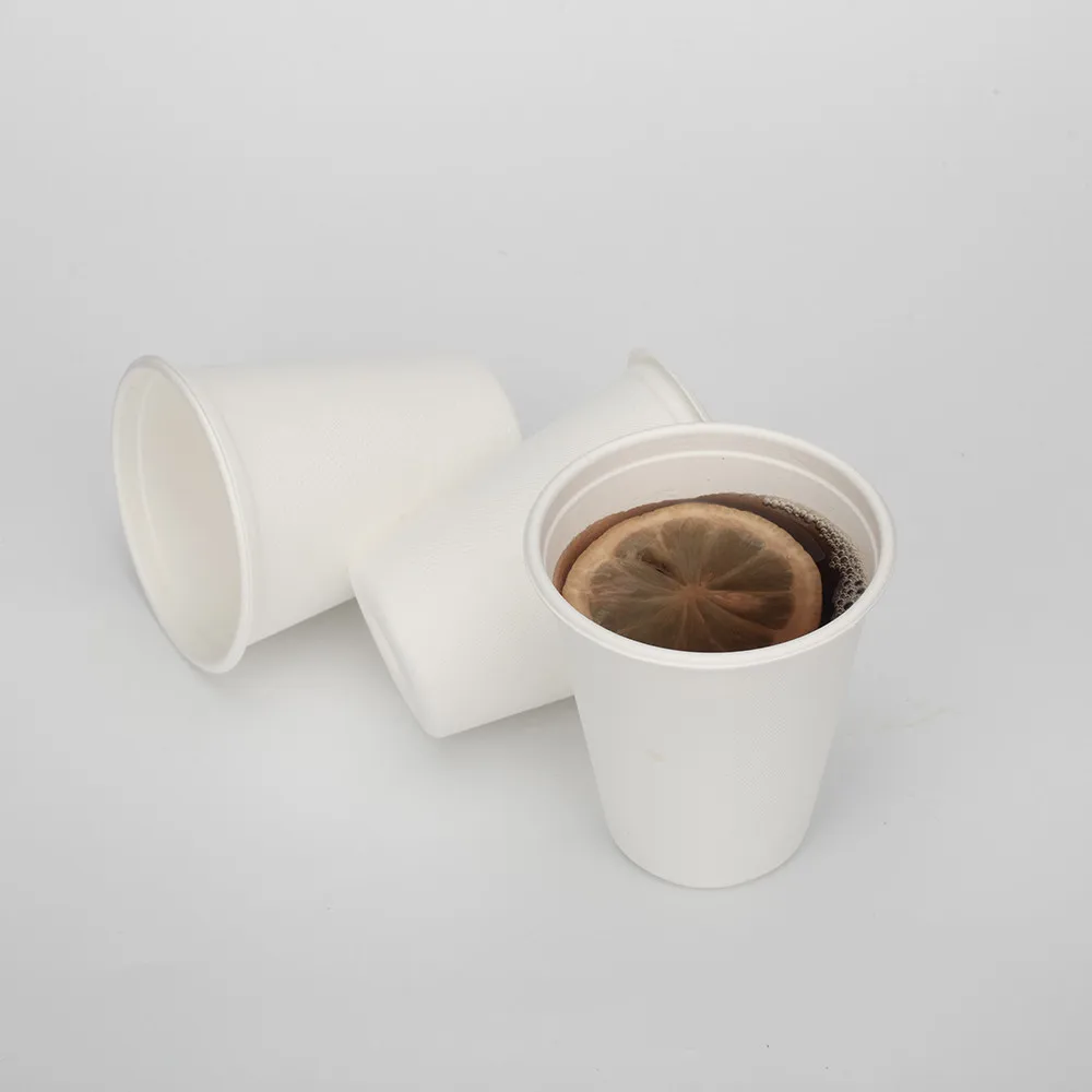 Eco-friendly Custom Logo Biodegradable Sugarcane Bagasse Pulp Mould Tea Coffee Disposable Cups