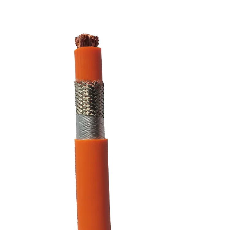 ELECTRIC & HYBRID VEHICLE BATTERY CABLE TINNED COPPER BRAID 600V/1.5KV EXRAD XLPE INSULATED SAE J-1127 ORANGE