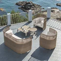 Luxury Rattan Furniture Five Piece Natural Rattan Sofa Set Patio Furniture Outdoor
