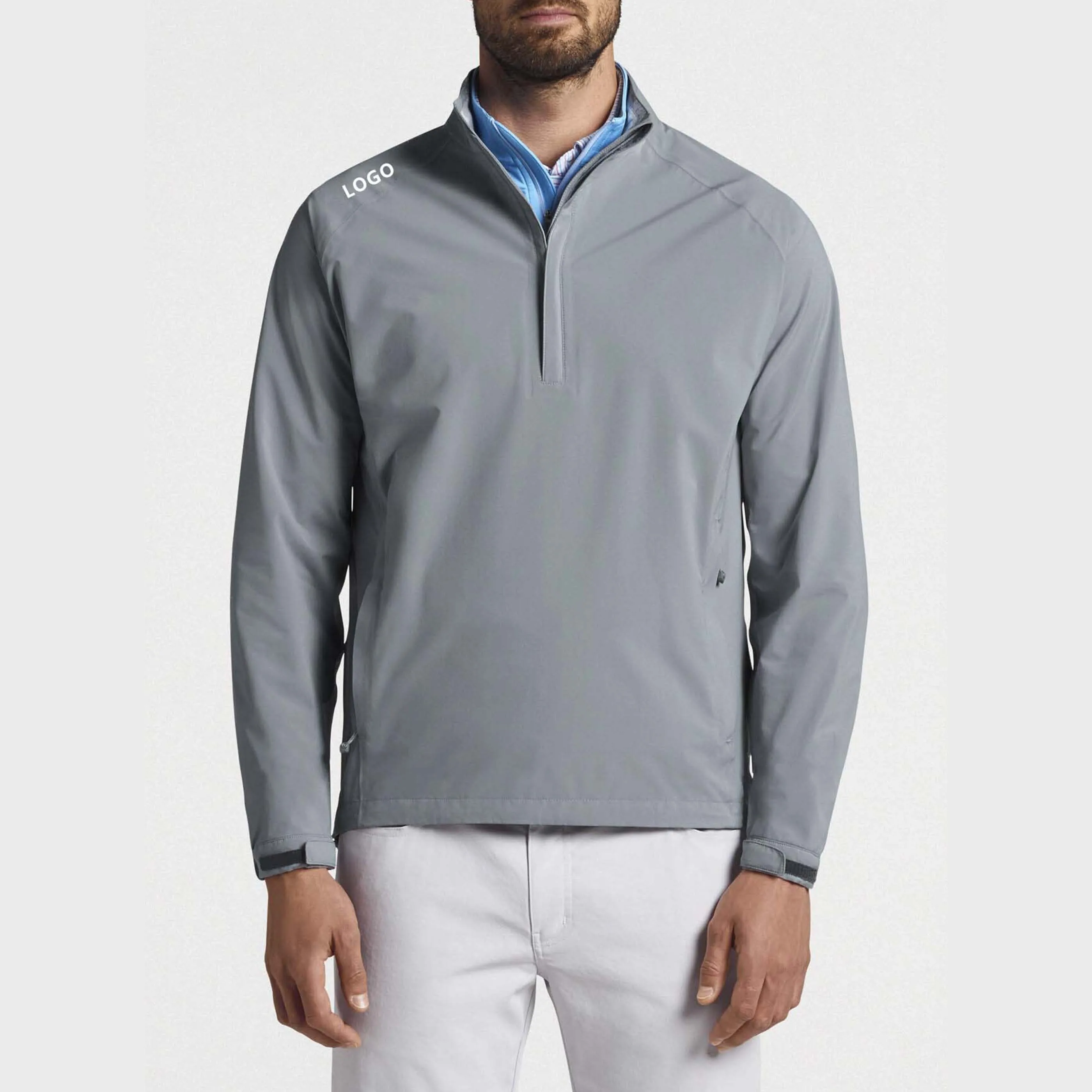1 4 Zip Collar Pullover Custom Light Nylon Spandex Standing Quarter Zip Blank Golf Pullover Sweatshirt