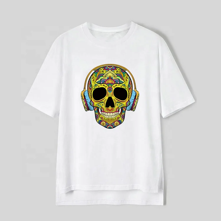 DIY T shirt jeans iron on skull printing vinyl transfer sticker custom heat transfer designs for t shirts
